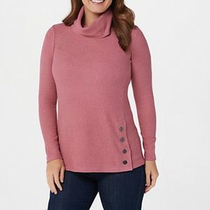 Susan Graver PETITE brushed textured knit cowl neck tunic
